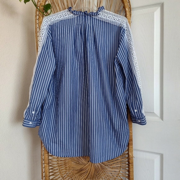 Sandro Daniela Striped Lace-Sleeve Top - Picture 11 of 12